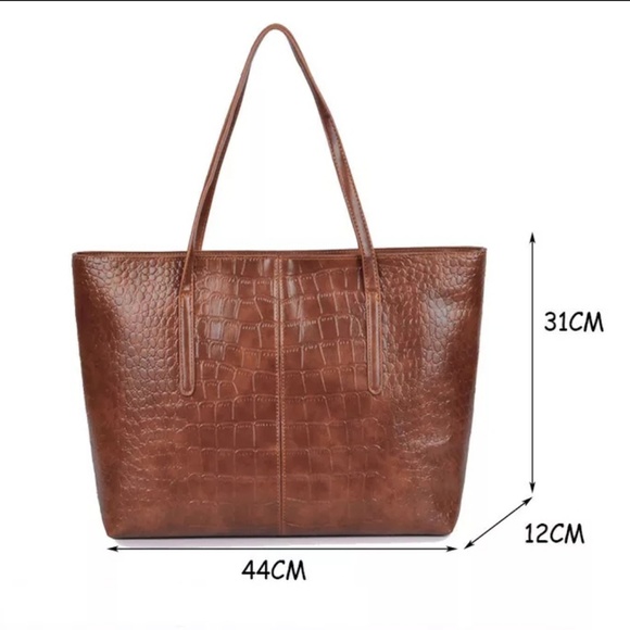 ROME Crocodile Vegan Leather Tote Shoulder Bag - Picture 4 of 8
